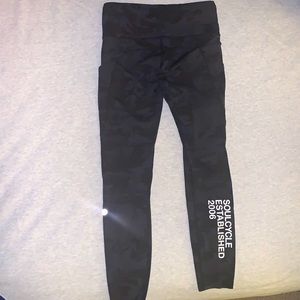 SoulCycle x LuluLemon leggings. Size 6. Black camo with pockets on side and back